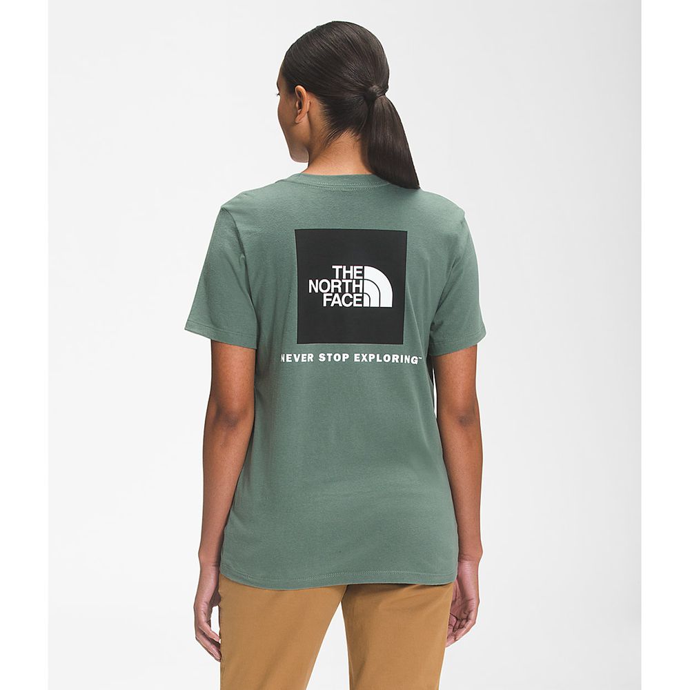 The North Face T-Shirts Womens Australia - The North Face Short Sleeve Box Nse Green Never Stop Expl